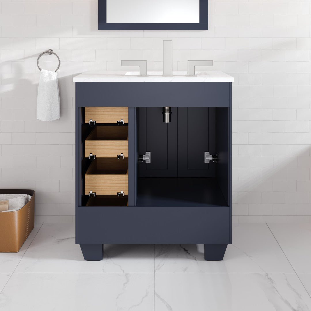 Acclaim 28 in. Dark Gray Single Sink Bath Vanity with Carrara Quartz Top and Undermount Porcelain Sink - Bathroom Vanity by Eviva