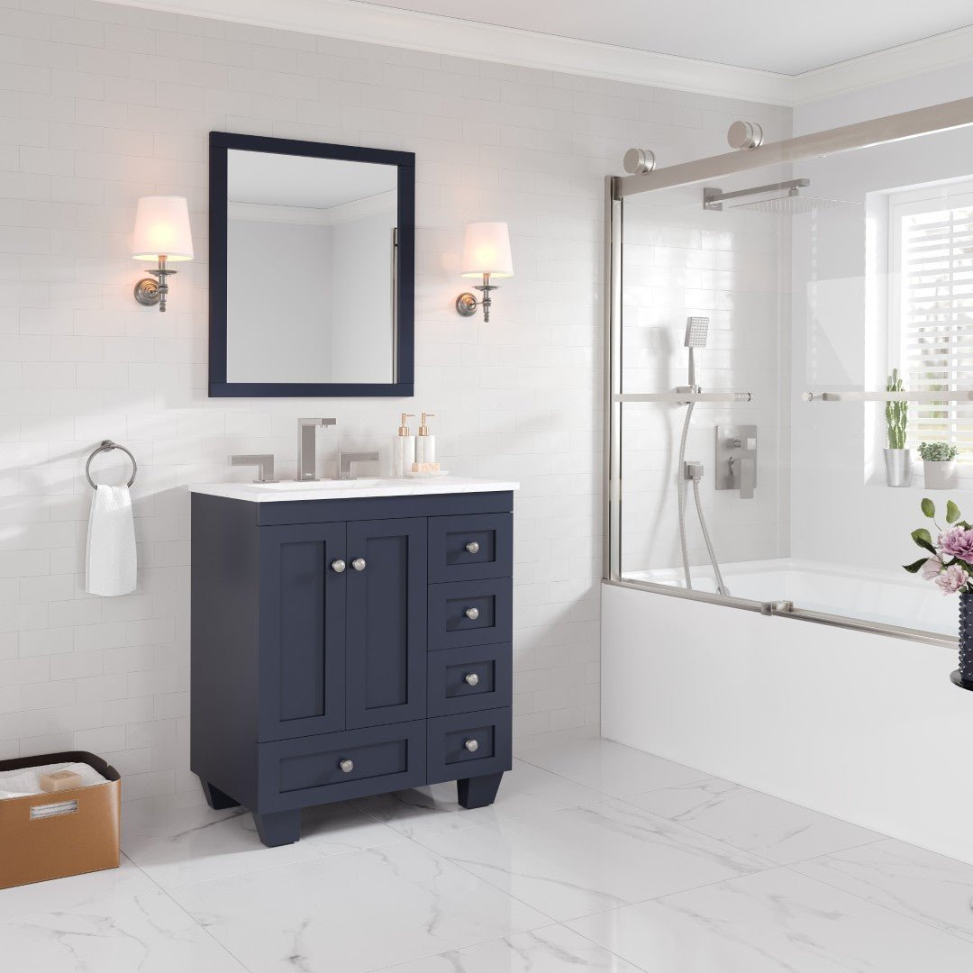 Acclaim 28 in. Dark Gray Single Sink Bath Vanity with Carrara Quartz Top and Undermount Porcelain Sink - Bathroom Vanity by Eviva