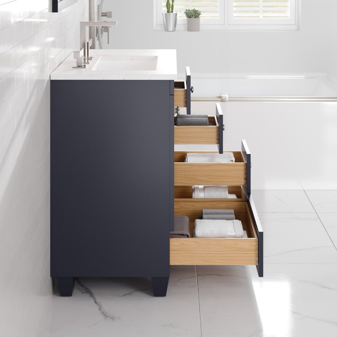 Acclaim 28 in. Dark Gray Single Sink Bath Vanity with Carrara Quartz Top and Undermount Porcelain Sink - Bathroom Vanity by Eviva
