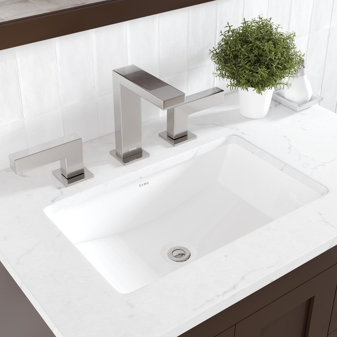 Acclaim 28 in. Teak Single Sink Bath Vanity with Carrara Quartz Top and Undermount Porcelain Sink - Bathroom Vanity by Eviva