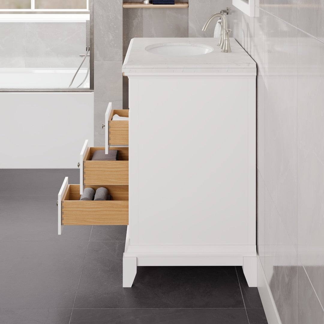 Elite Stamford 36 in. White Single Sink Bath Vanity with Carrara Quartz Top and Undermount Porcelain Sink