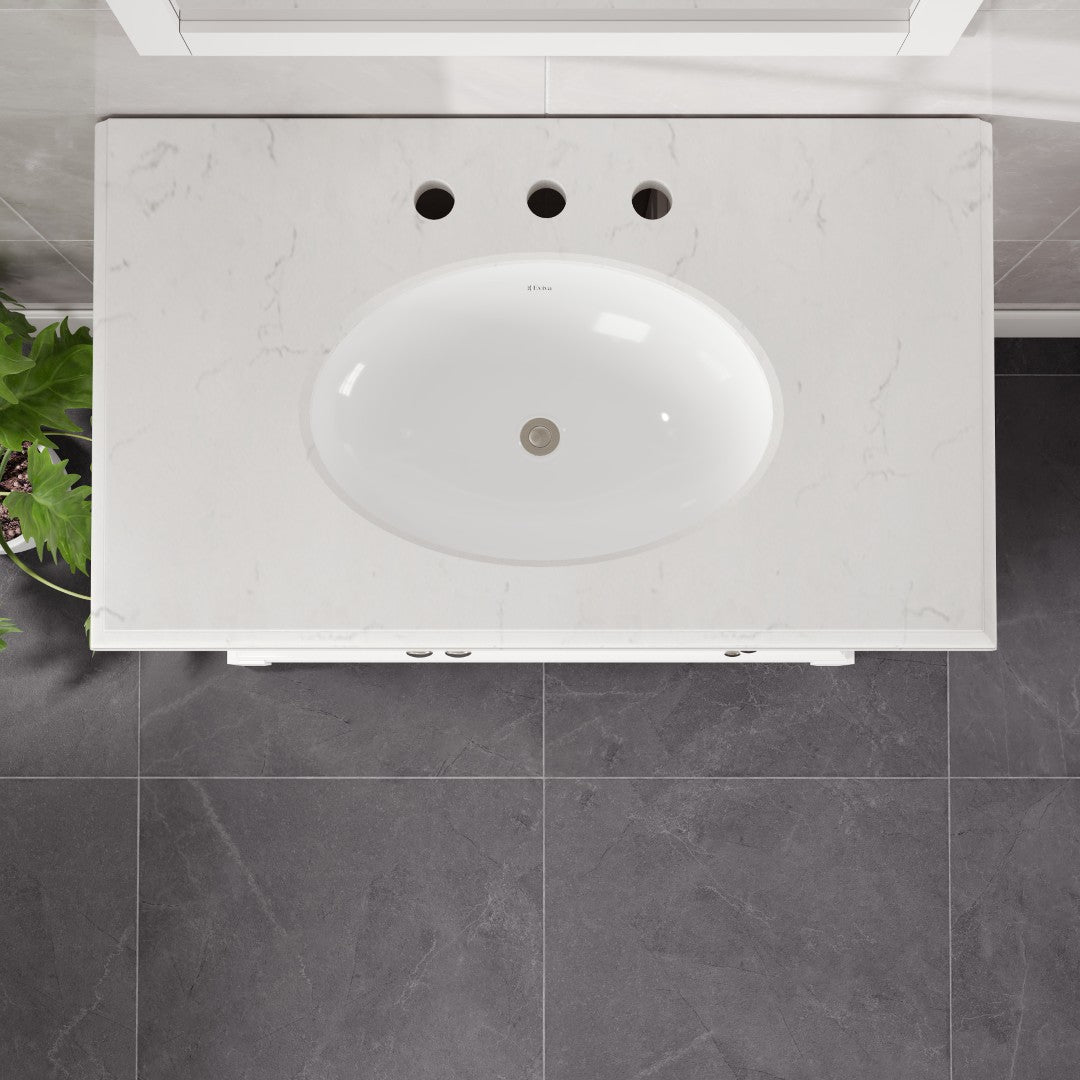 Elite Stamford 36 in. White Single Sink Bath Vanity with Carrara Quartz Top and Undermount Porcelain Sink