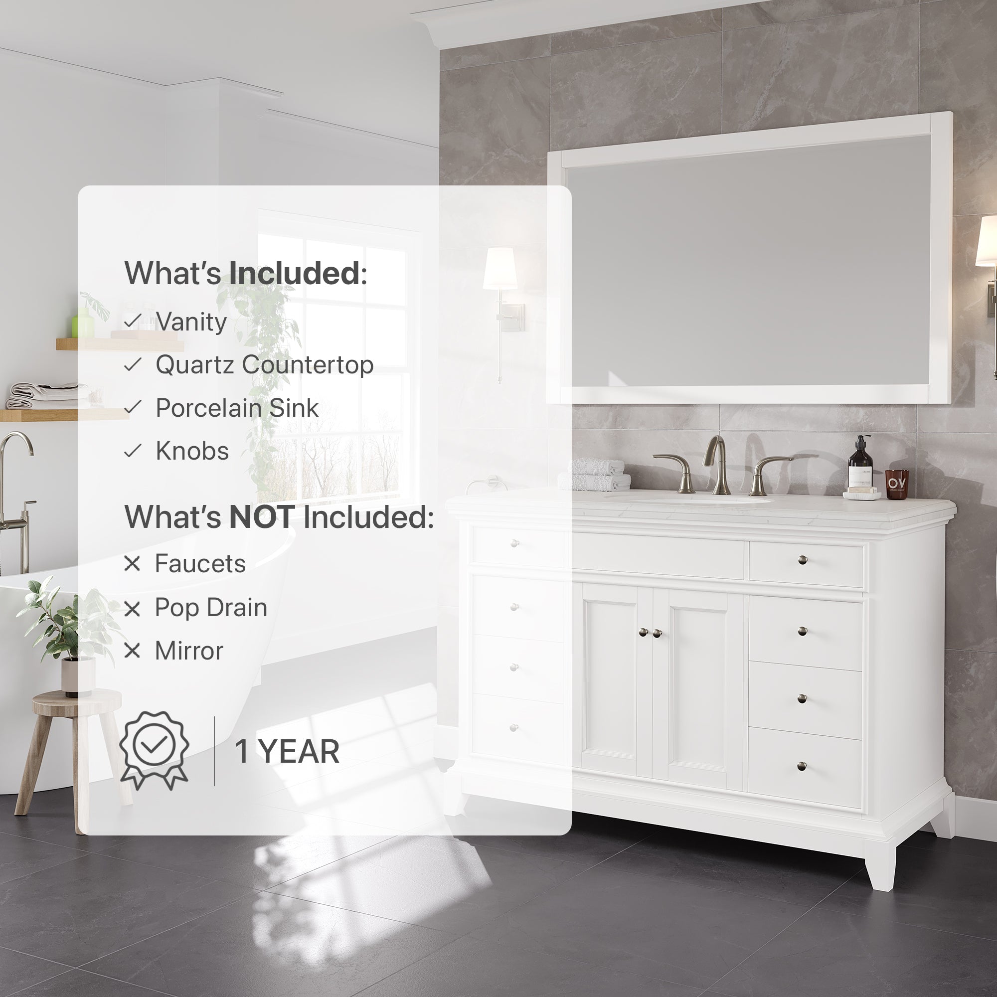 Eviva Elite 48 White Bathroom Vanity