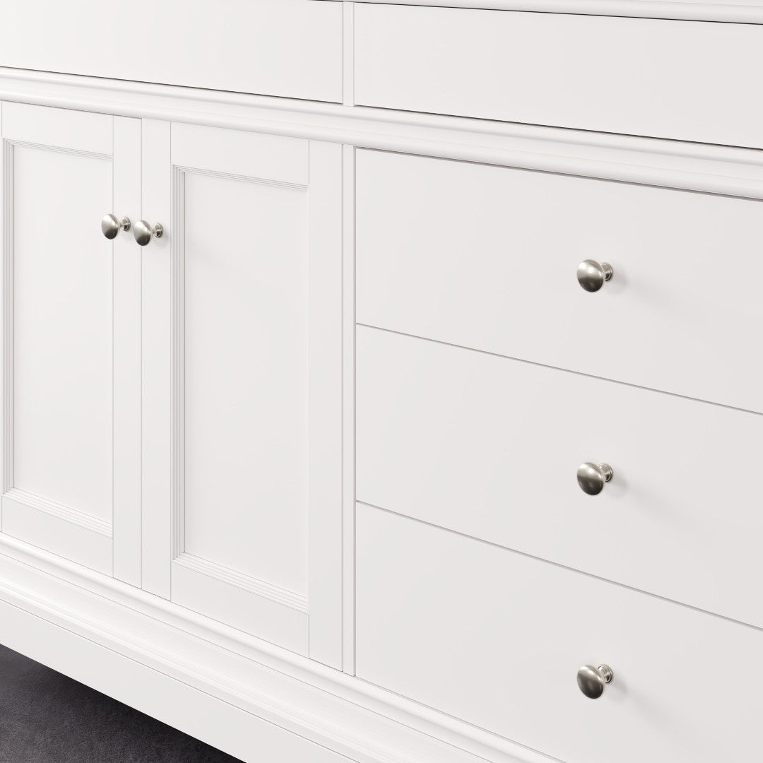 Elite Stamford 60 in. White Double Sink Bath Vanity with Carrara Quartz Top and Undermount Porcelain Sinks