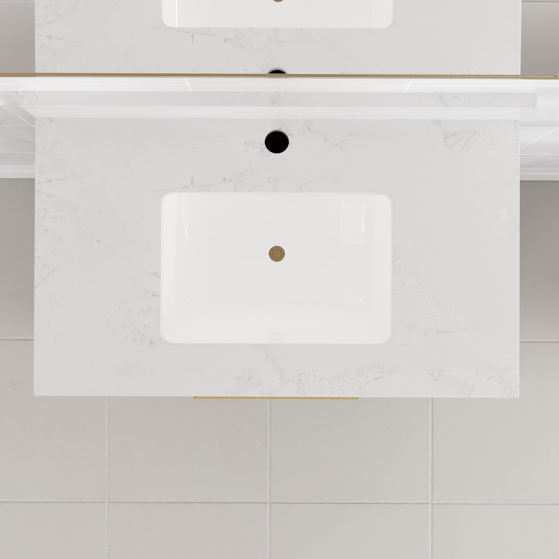 Curio 30 in. Dark Blue Single Sink Bath Vanity with Arabescato Engineered Stone Top and Undermount Porcelain Sink - Bathroom Vanity by Eviva