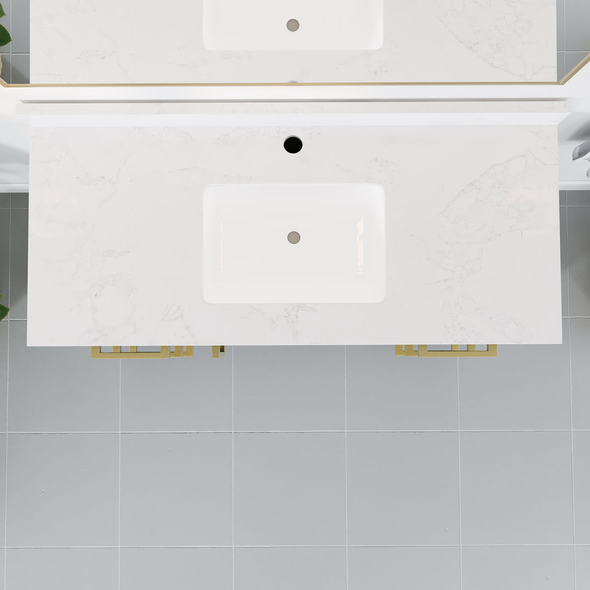 Curio 42 in. Dark Blue Single Sink Bath Vanity with Arabescato Engineered Stone Top and Undermount Porcelain Sink - Bathroom Vanity by Eviva