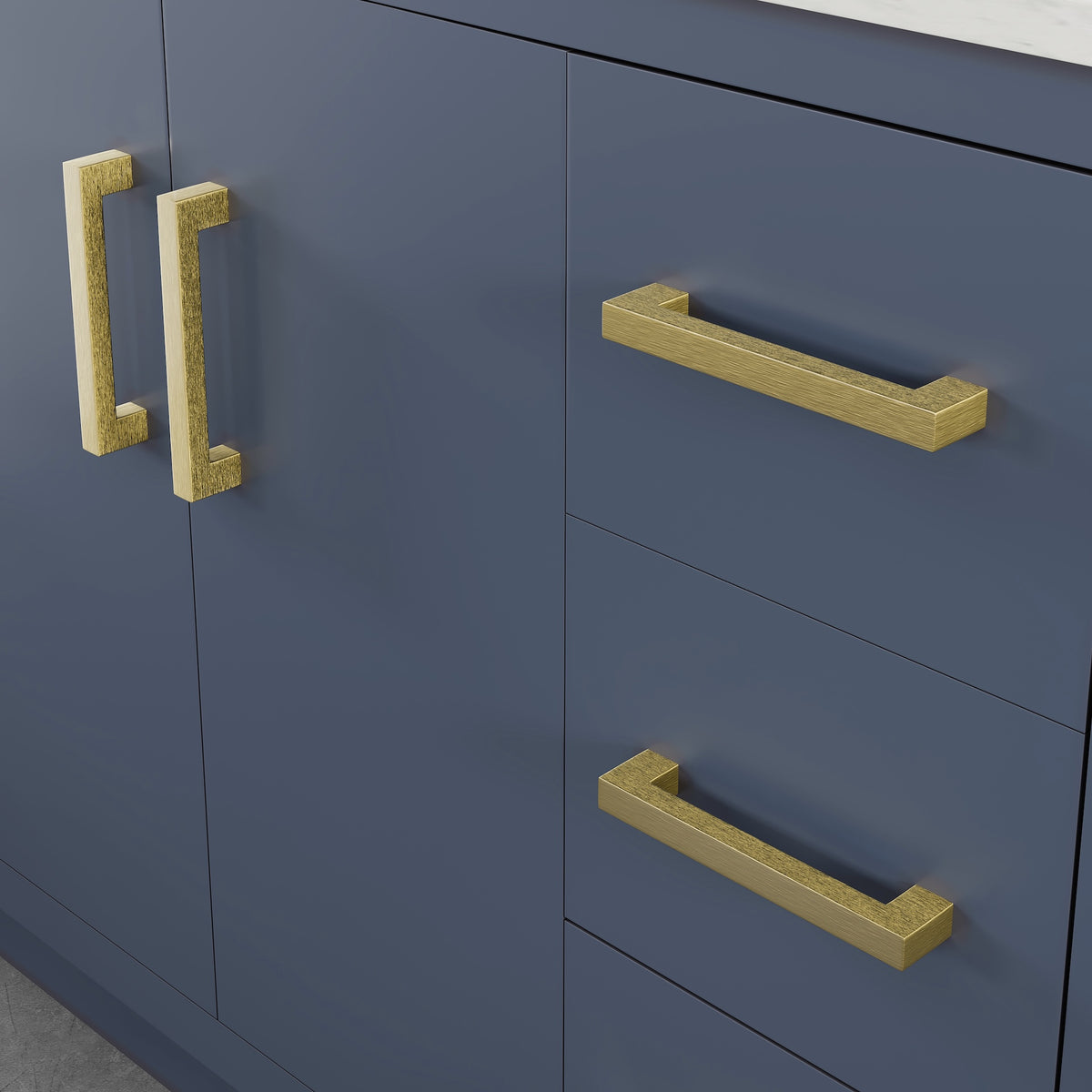Curio 48 in. Dark Blue Single Sink Bath Vanity with Arabescato Engineered Stone Top and Undermount Porcelain Sink - Bathroom Vanity by Eviva