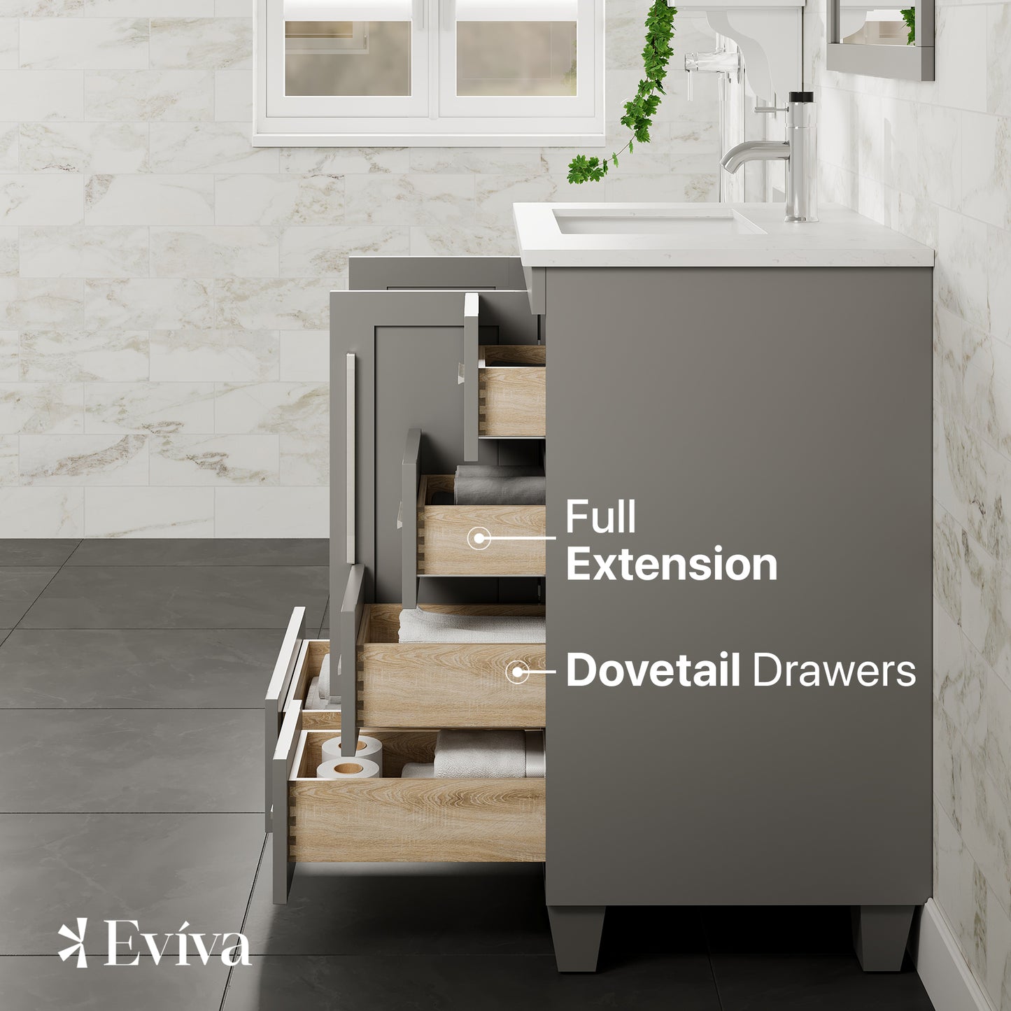 Loon 30"W x 22"D Gray Bathroom Vanity with Carrara Quartz Countertop and Undermount Porcelain Sink