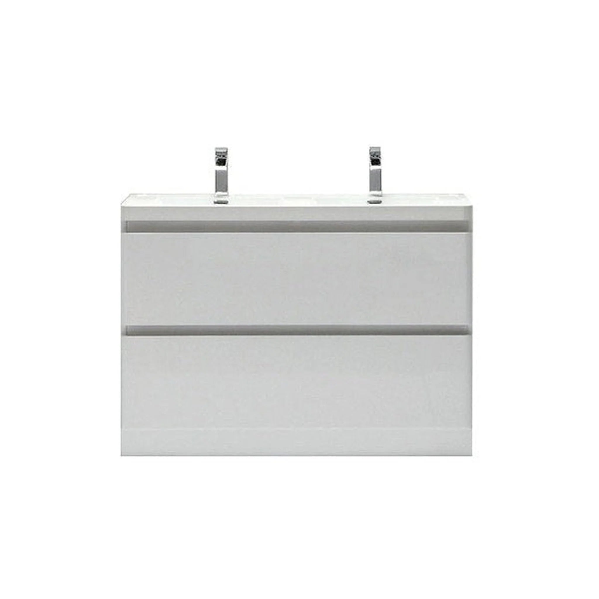Glazzy 47 in. White Double Sink Bath Vanity with Acrylic Top and Integrated Sinks