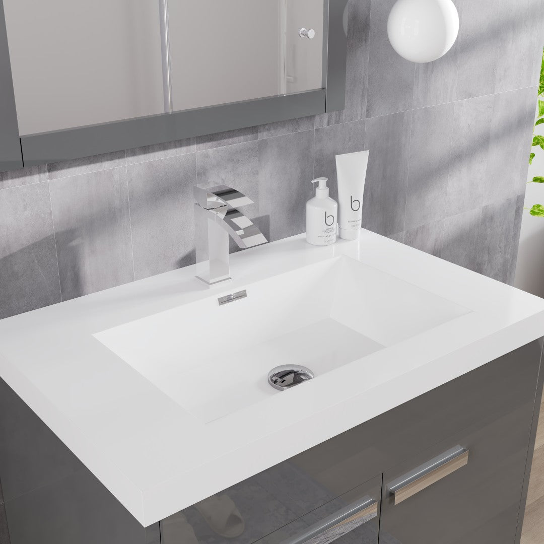 Lugano 30 in. Gray Single Sink Bath Vanity with Acrylic Top and Integrated Sink