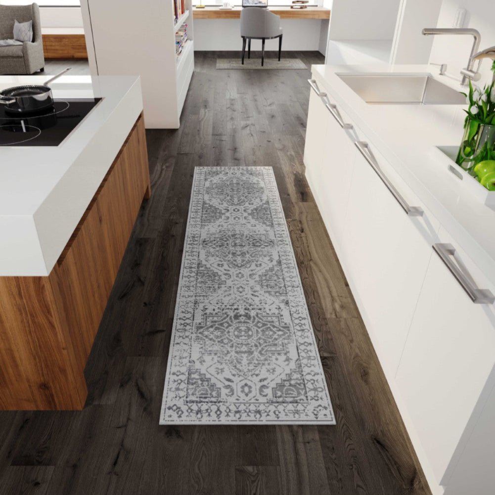 Eviva Venus 2' x 8' Geometric Gray Rug - Rug by Eviva