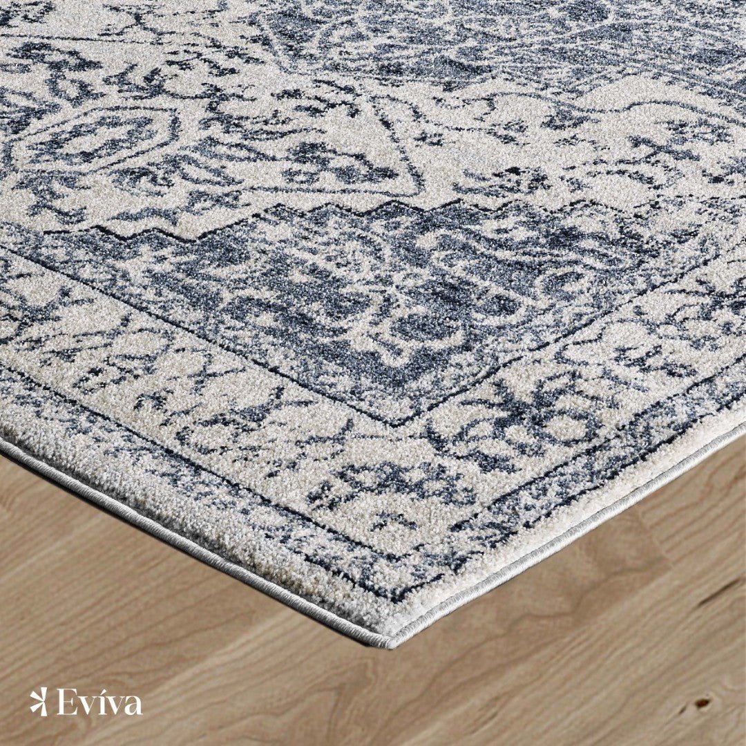 Eviva Venus 5' x 7' Geometric Blue/Cream Rug - Rug by Eviva