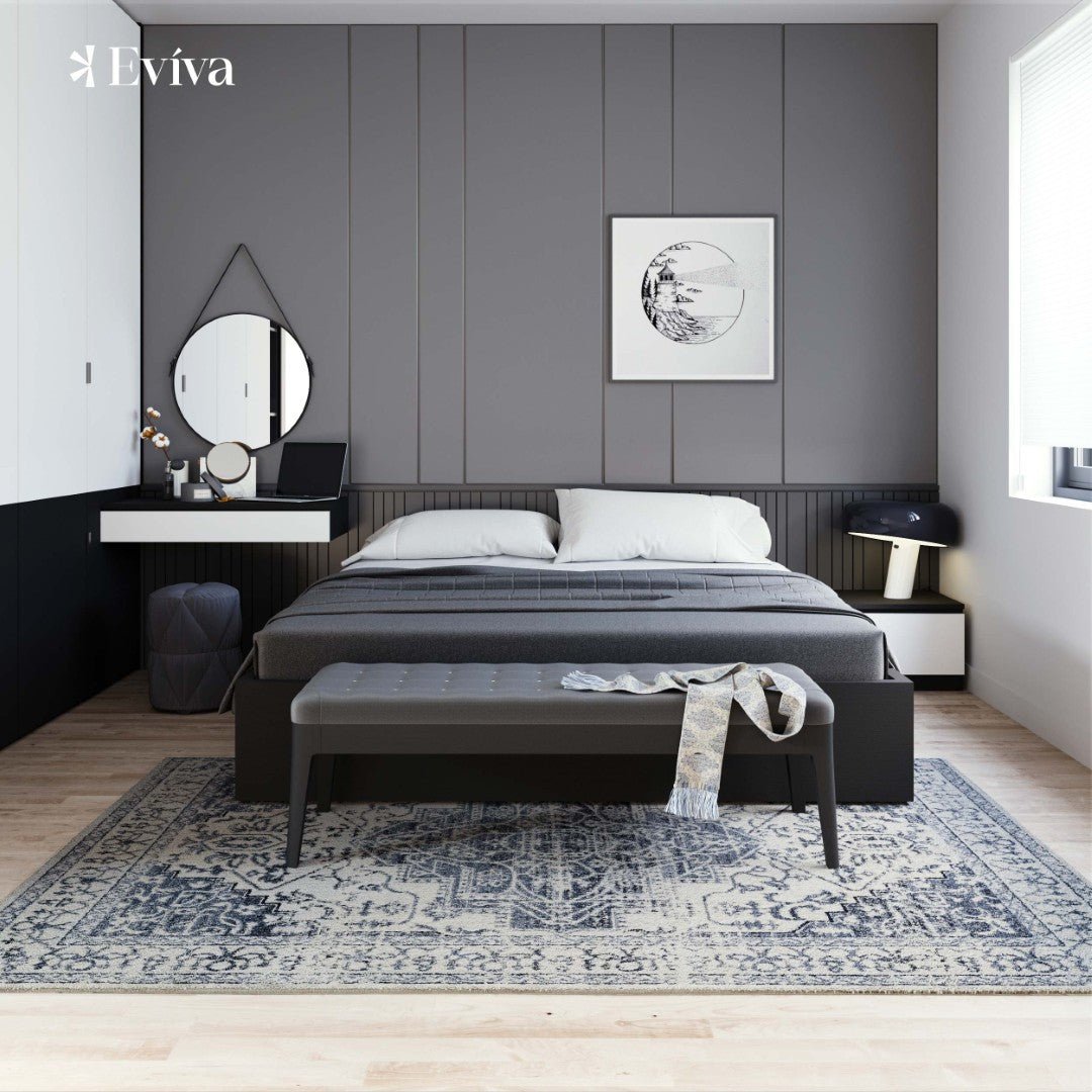 Eviva Venus 5' x 7' Geometric Blue/Cream Rug - Rug by Eviva