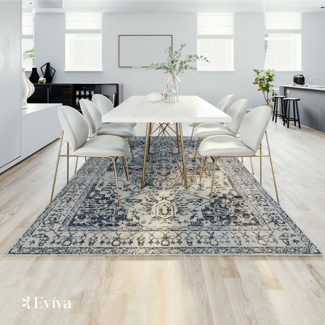 Eviva Venus 5' x 7' Geometric Blue/Cream Rug