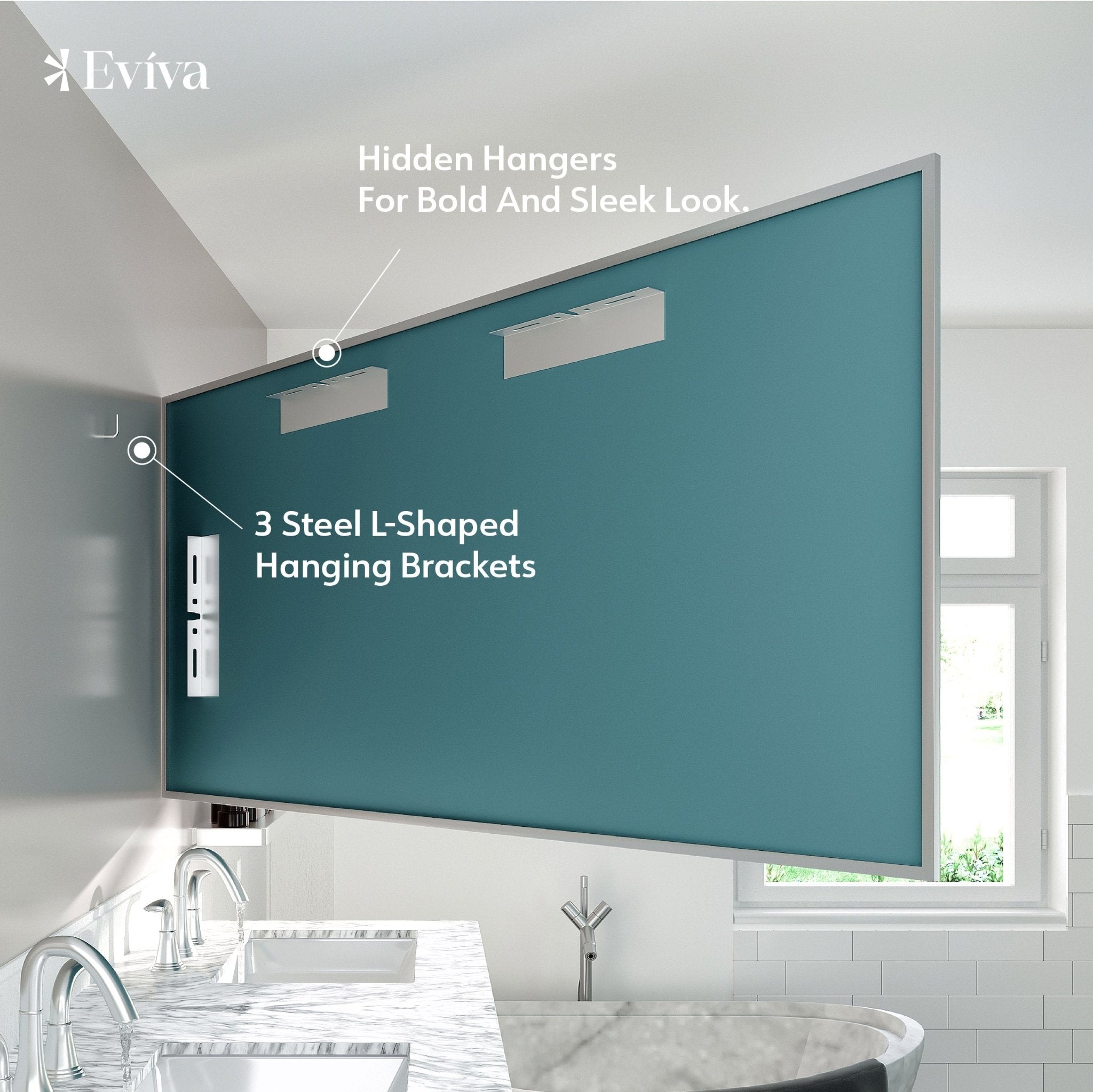 Eviva Sax 60" x 30" Rectangular Brushed Nickel Metal Framed Mirror - Mirror by Eviva
