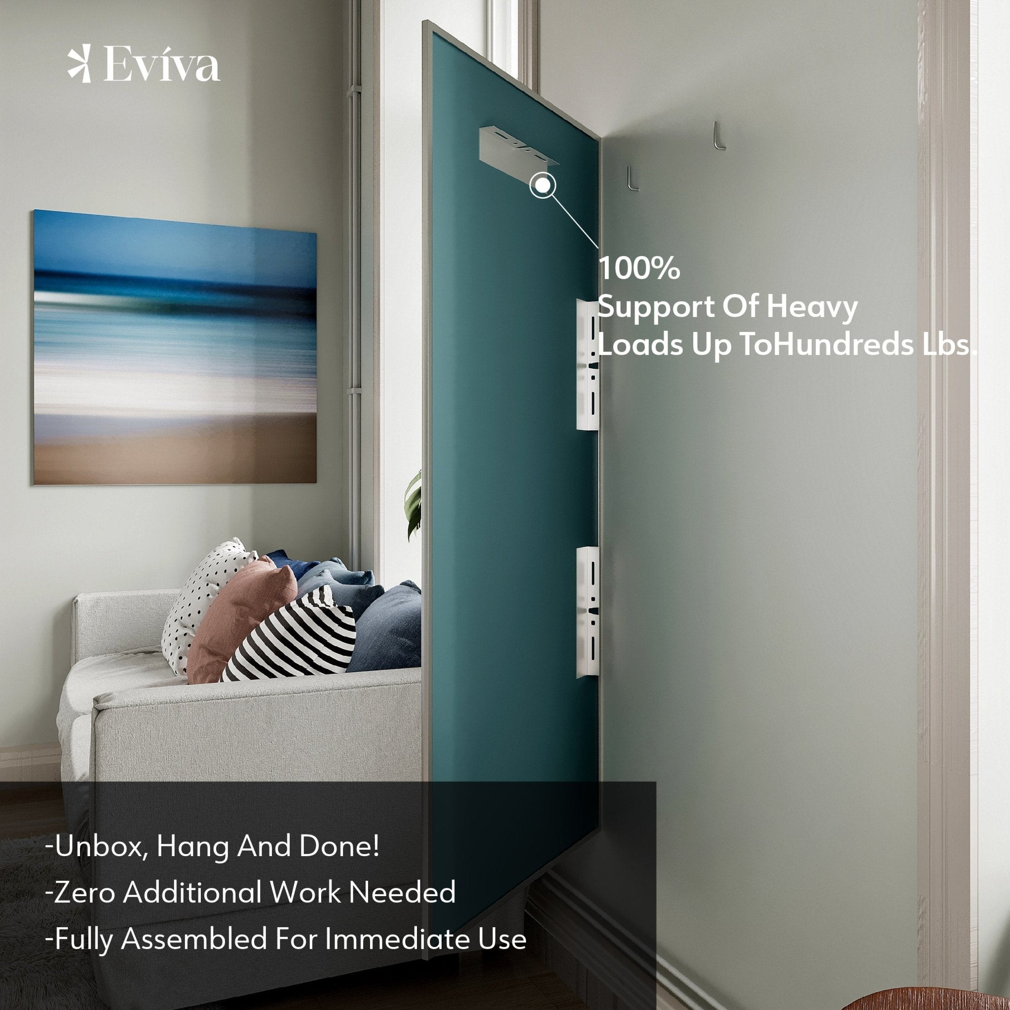 Eviva Sax 60" x 30" Rectangular Brushed Nickel Metal Framed Mirror - Mirror by Eviva