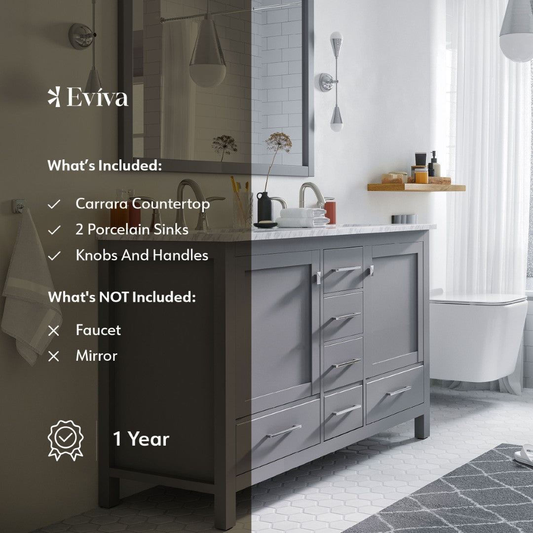 Eviva Aberdeen 48 in. Gray Bathroom Vanity
