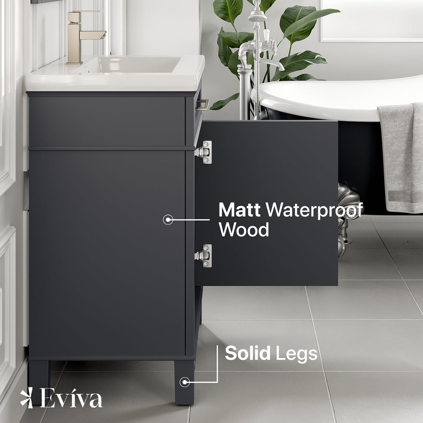 Garcia 23"W x 18"D Dark Gray Bathroom Vanity with Porcelain Countertop and Integrated Sink