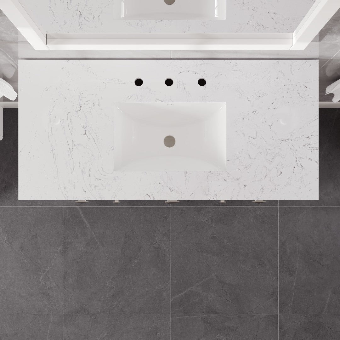 Artemis 42 in. White Single Sink Bath Vanity with Engineered Stone Top and Undermount Porcelain Sink