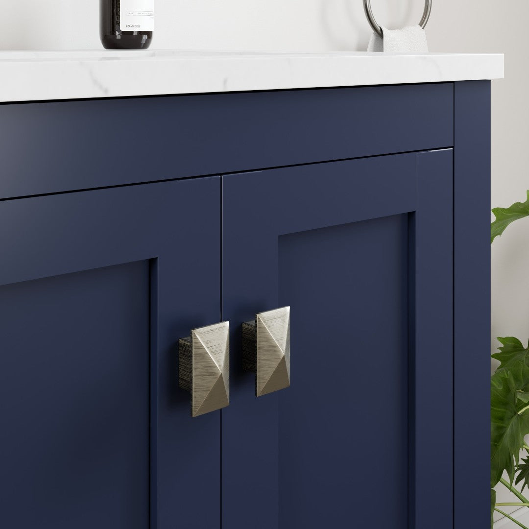 London 24 in. Blue Single Sink Bath Vanity with Carrara Quartz Top and Undermount Porcelain Sink