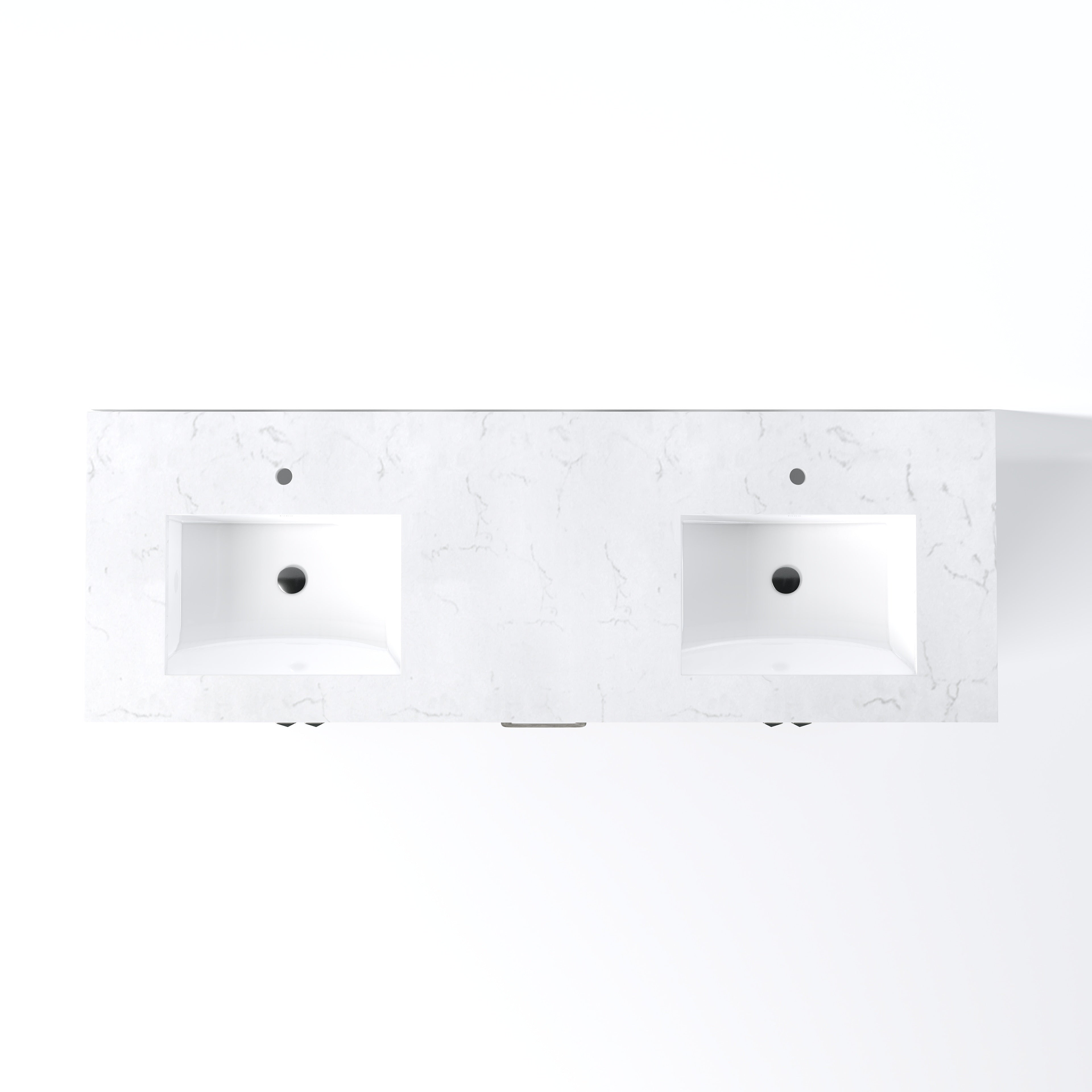 London 60 in. White Double Sink Bath Vanity with Carrara Quartz Top and Undermount Porcelain Sinks
