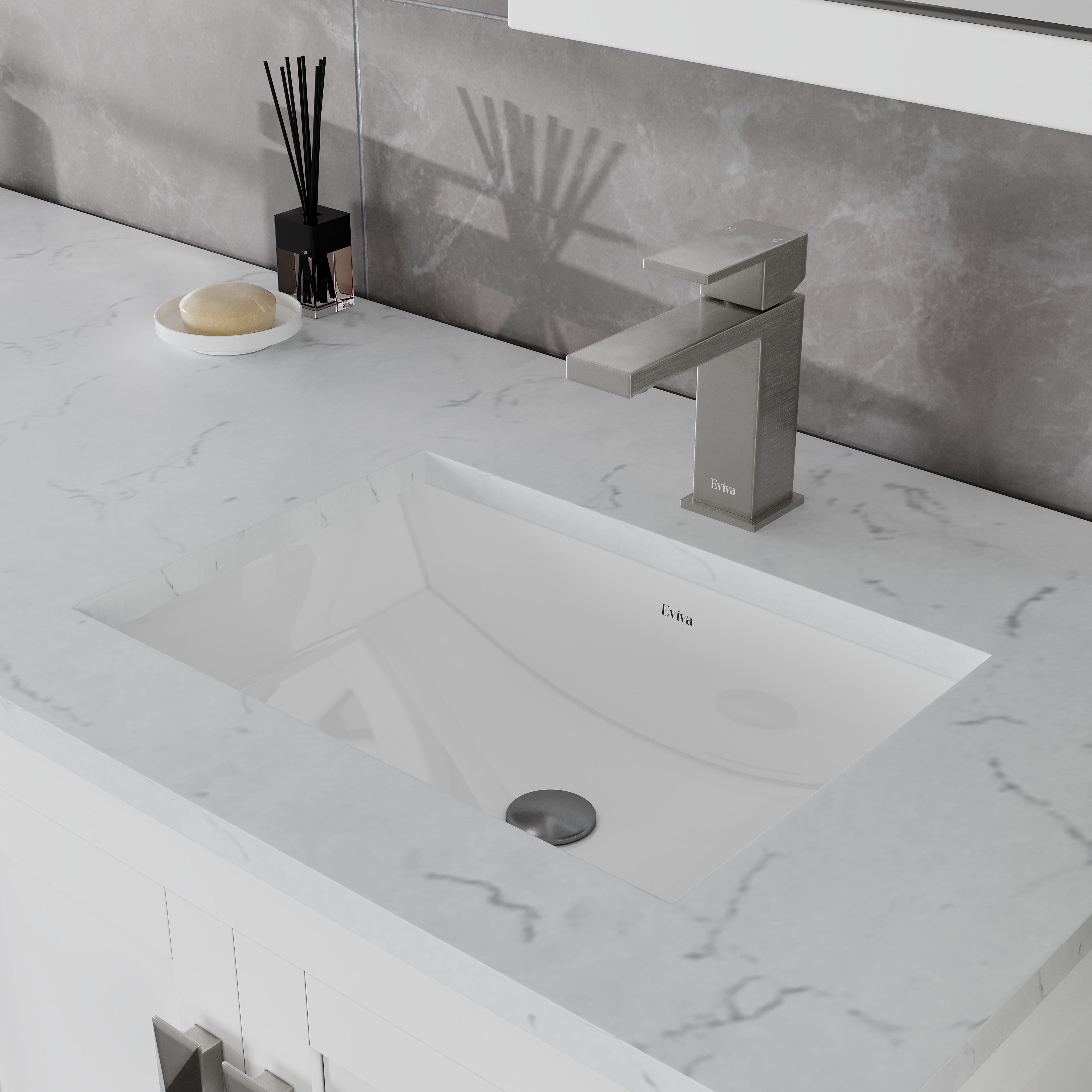 London 60 in. White Double Sink Bath Vanity with Carrara Quartz Top and Undermount Porcelain Sinks