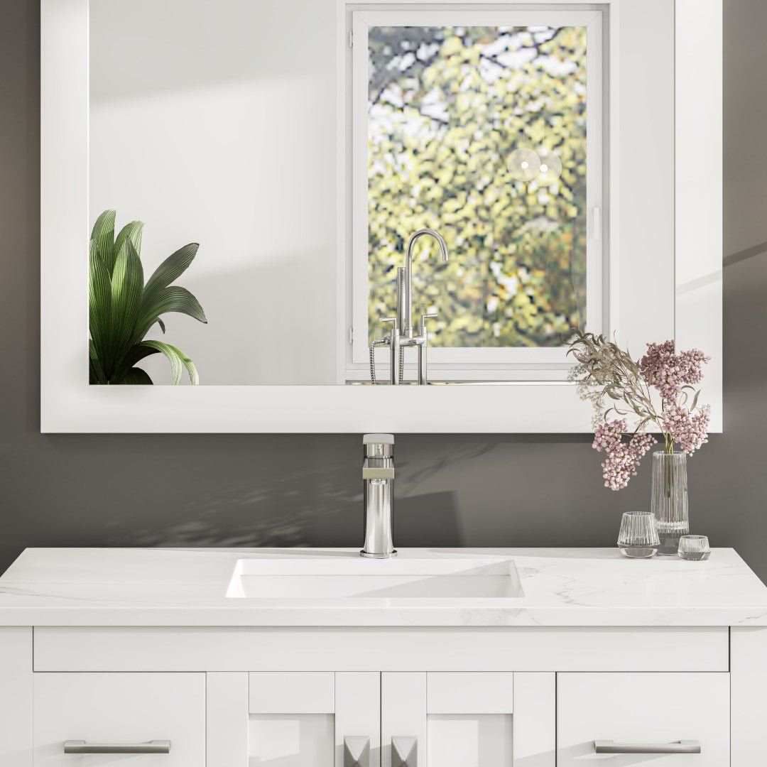 Eviva Pure Single - Handle Waterfall Single - Hole Bathroom Faucet with Deckplate Included in Brushed Nickel - Bathroom Faucet by Eviva