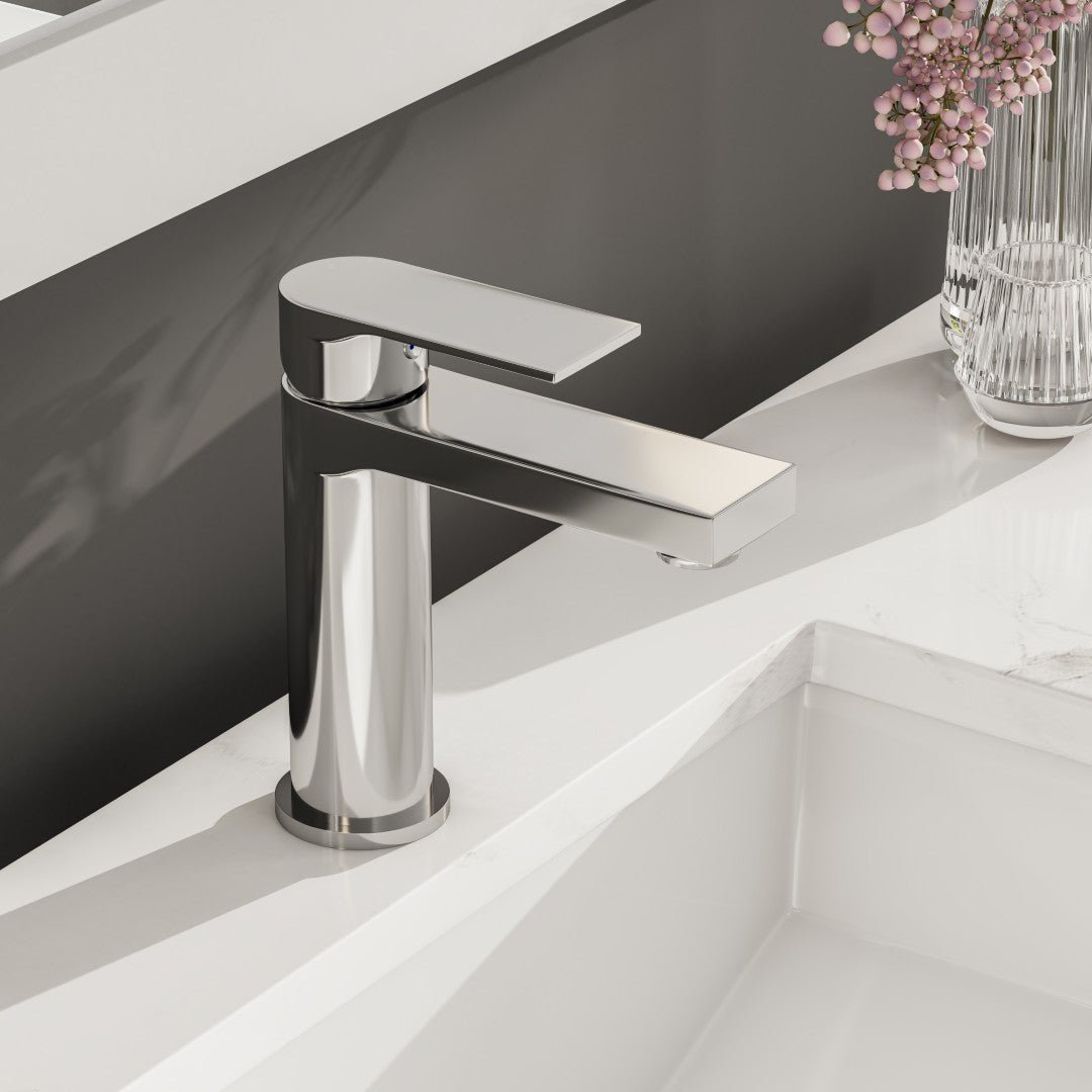 Eviva Pure Single - Handle Waterfall Single - Hole Bathroom Faucet with Deckplate Included in Brushed Nickel - Bathroom Faucet by Eviva