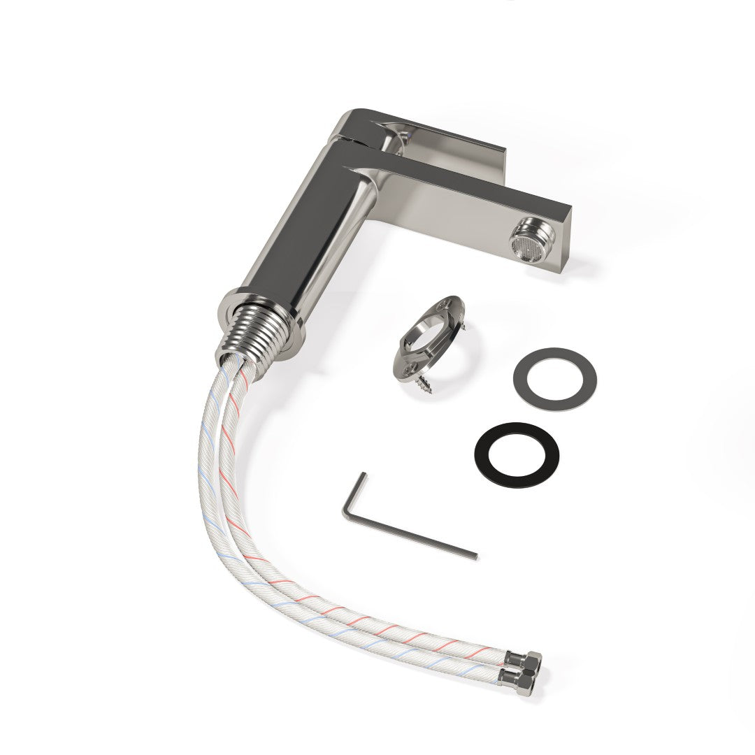 Eviva Pure Single-Handle Waterfall Single-Hole Bathroom Faucet with Deckplate Included in Brushed Nickel