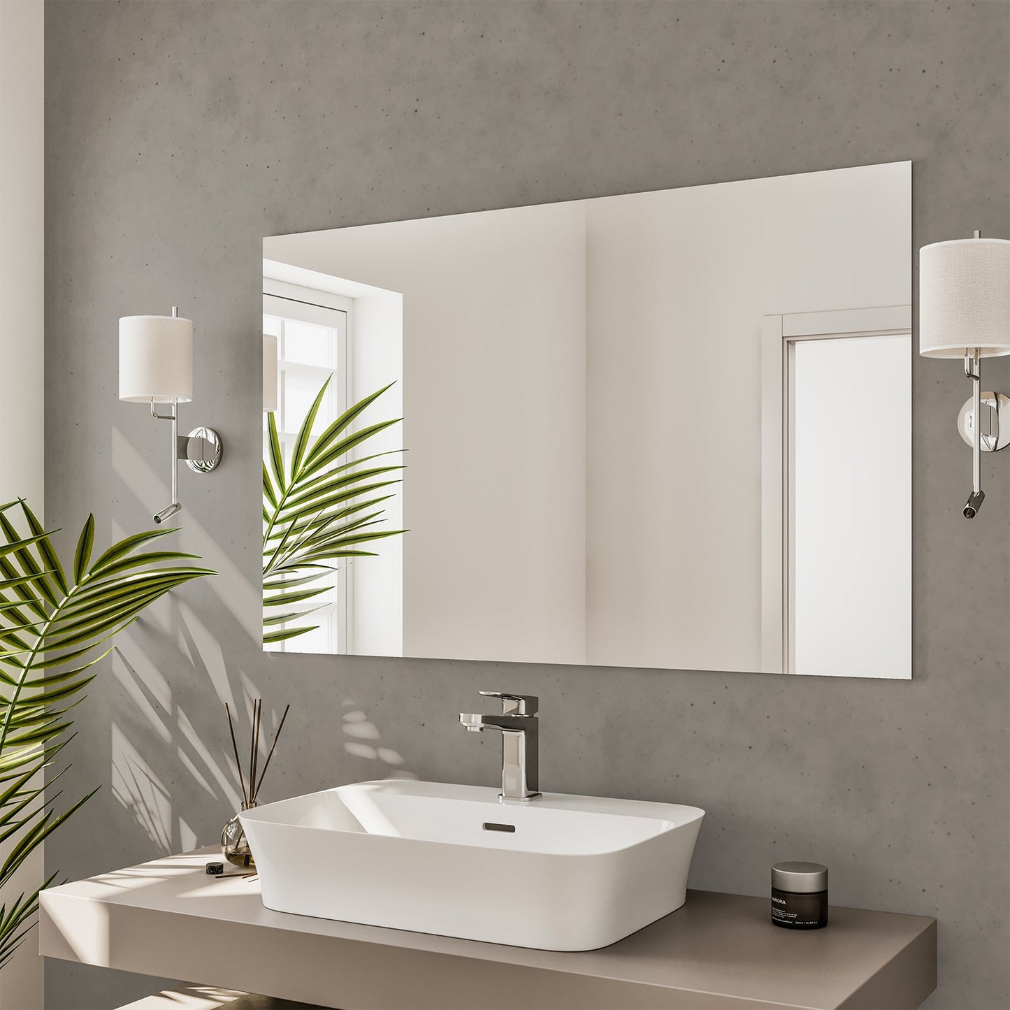Eviva Sleek 39" Frameless Bathroom Wall Mirror