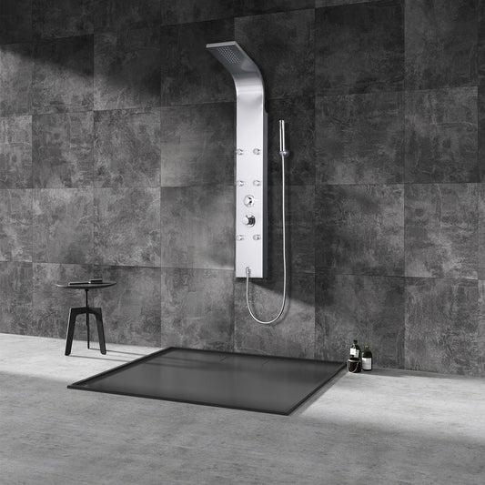 Eviva Rainmaker Thermostatic Massage -Jet Shower Tower System in Brushed silver finish
