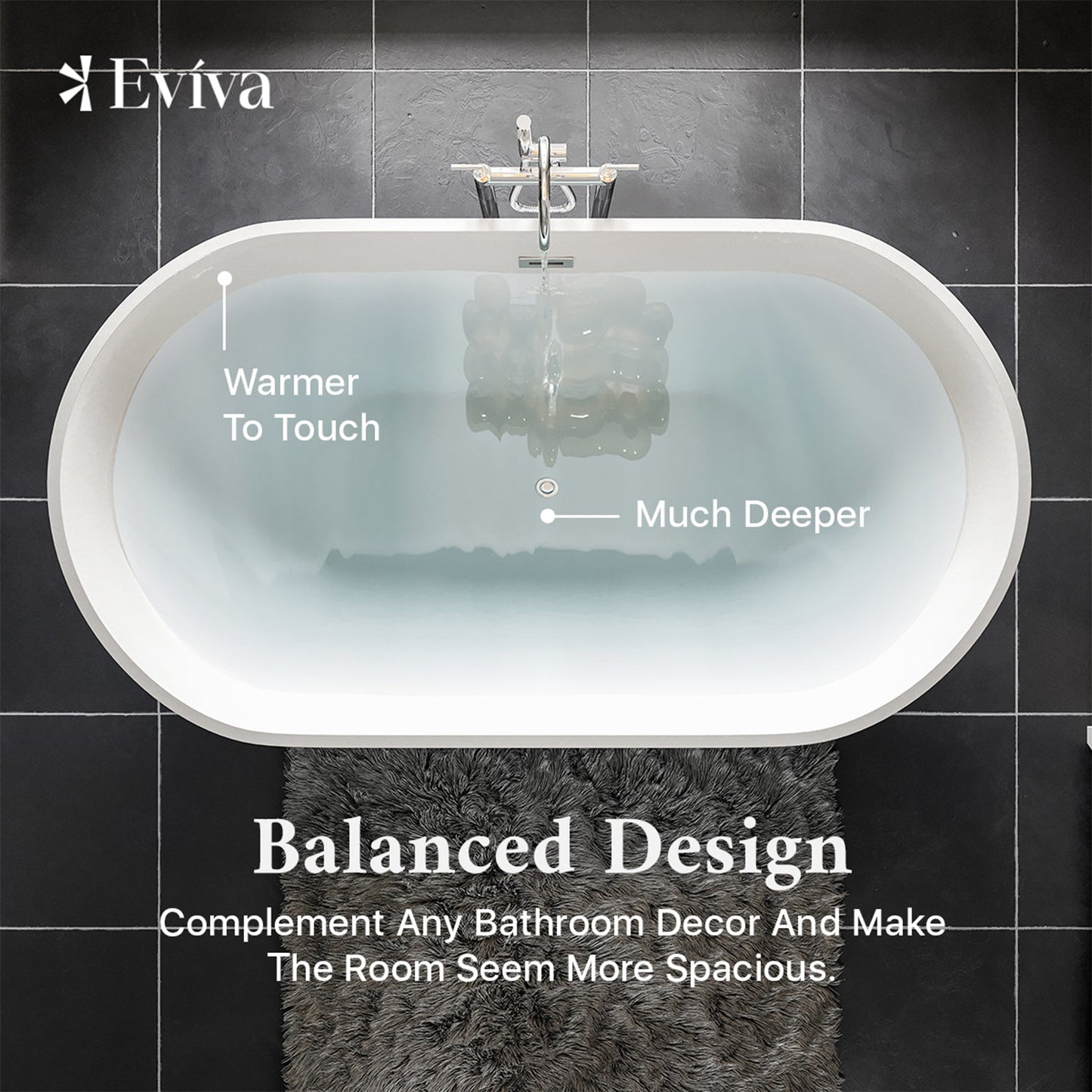Eviva Eclipse 67 inch White Freestanding Bathtub