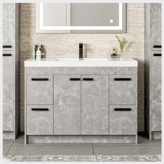 Lugano 42"W x 20"D Cement Gray Bathroom Vanity with Acrylic Countertop and Integrated Sink