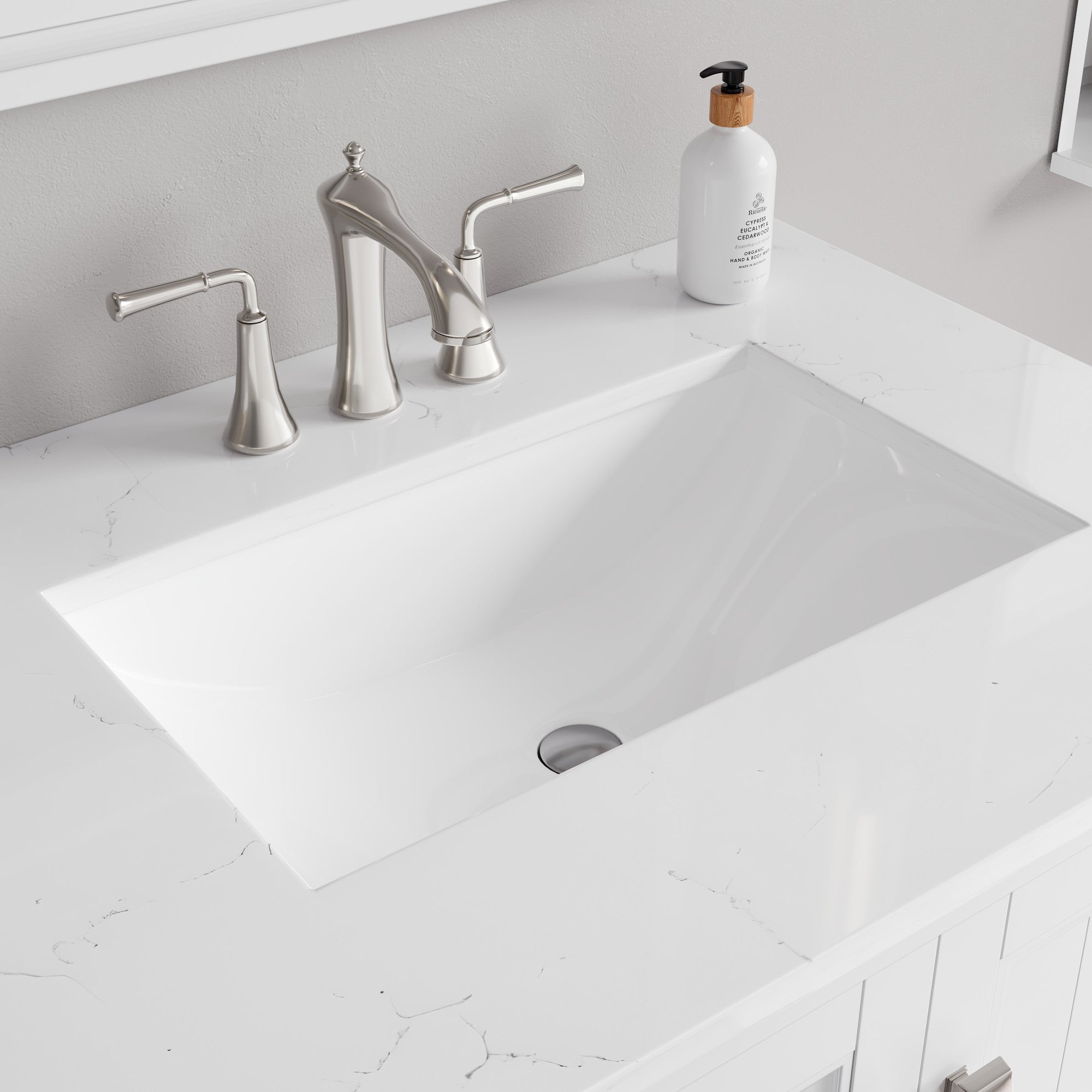 Britney 30 in. White Single Sink Bath Vanity with Carrara Quartz Top and Undermount Porcelain Sink - Bathroom Vanity by Eviva