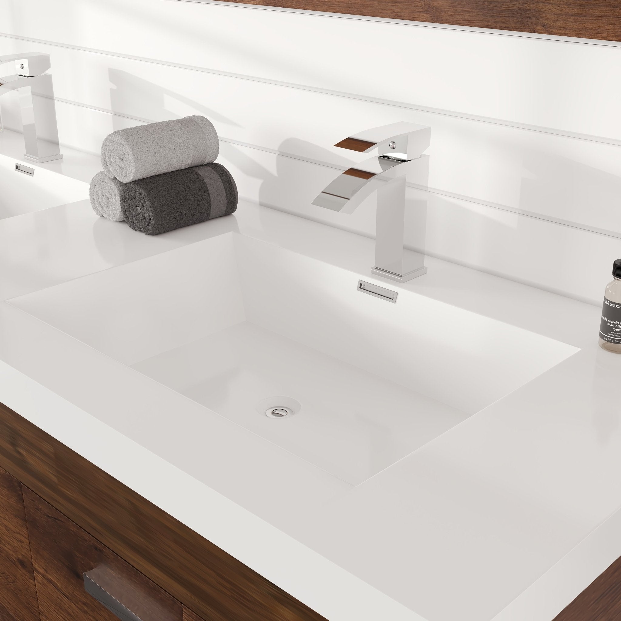 Lugano 60 in. Rosewood Wall Mount Double Sink Bath Vanity with Acrylic Top and Integrated Sinks - Bathroom Vanity by Eviva