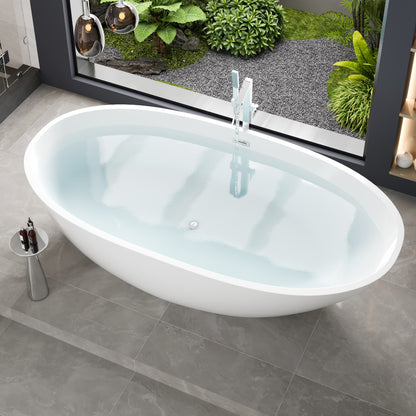 Eviva Sarah 67" Glossy White Acrylic Freestanding Bathtub