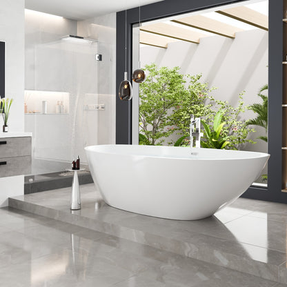 Eviva Sarah 67" Glossy White Acrylic Freestanding Bathtub