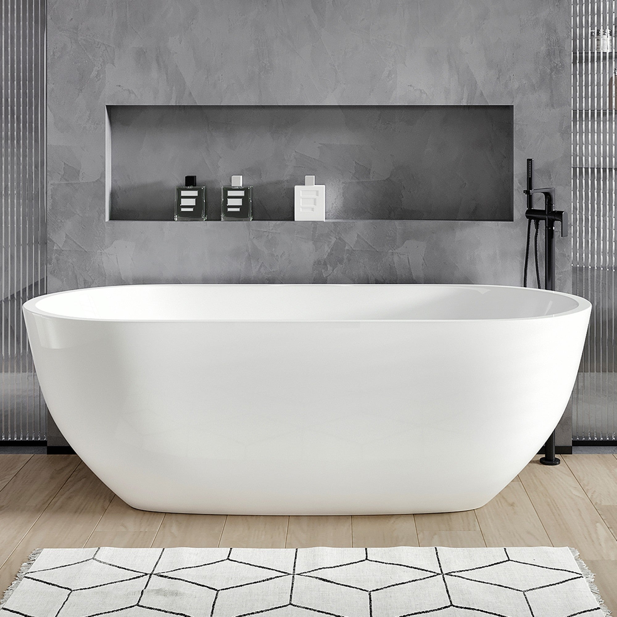 Eviva Clair 60" Glossy White Acrylic Freestanding Bathtub