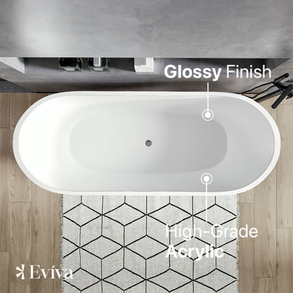 Eviva Clair 60" Glossy White Acrylic Freestanding Bathtub