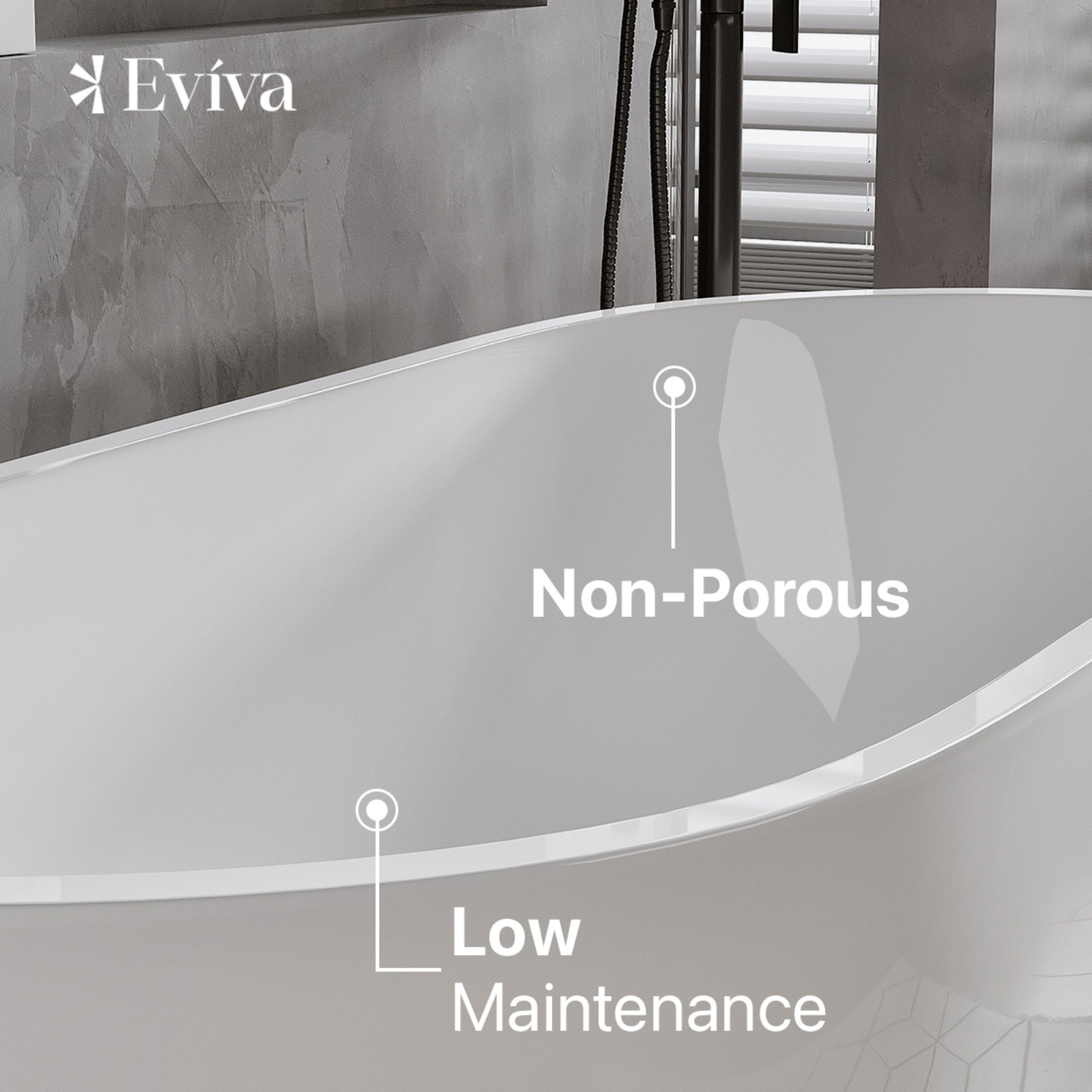 Eviva Clair 60" Glossy White Acrylic Freestanding Bathtub