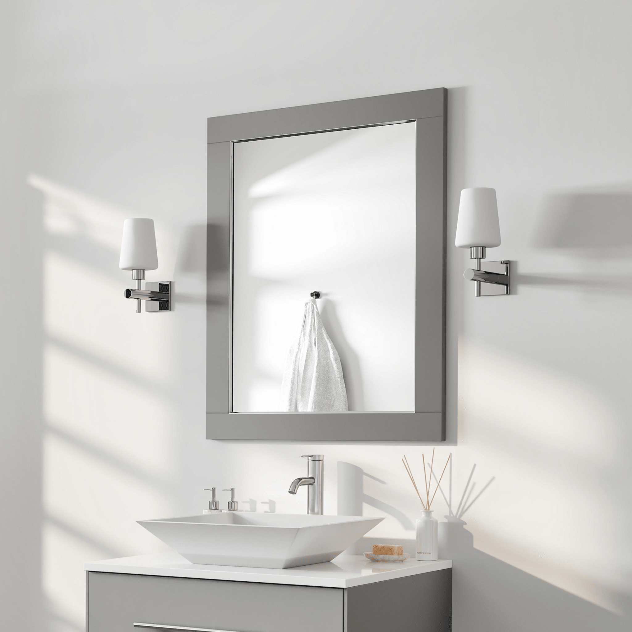 Eviva Aberdeen 24" x 30" Rectangular Gray Wooden Framed Mirror - Mirror by Eviva