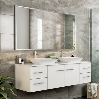 Eviva Vista 60" x 30" Rectangular Brushed Nickel Metal Framed Mirror