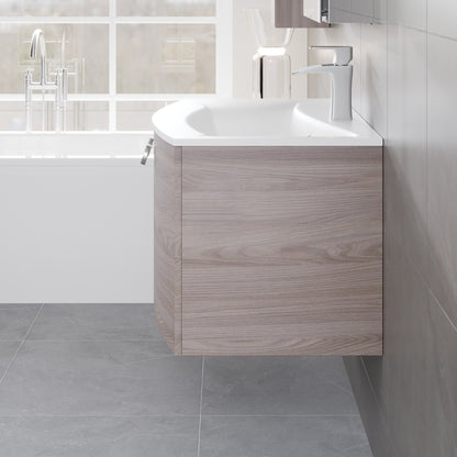 Romina 28 in. Gray Oak Wall Mount Single Sink Bath Vanity with Acrylic Top and Integrated Sink