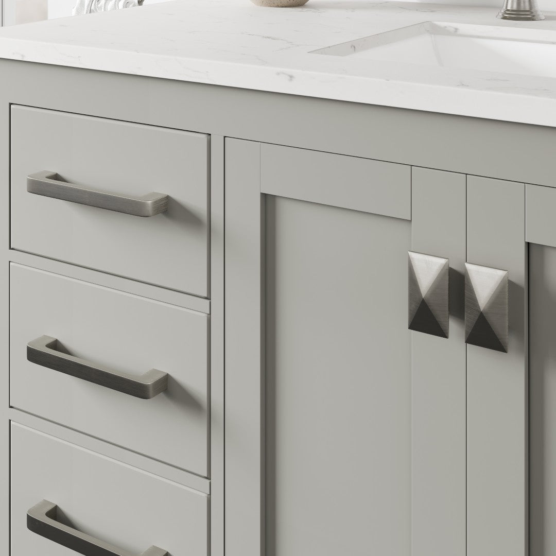 Aberdeen 42 in. Gray Single Sink Bath Vanity with Carrara Quartz Top and Undermount Porcelain Sink