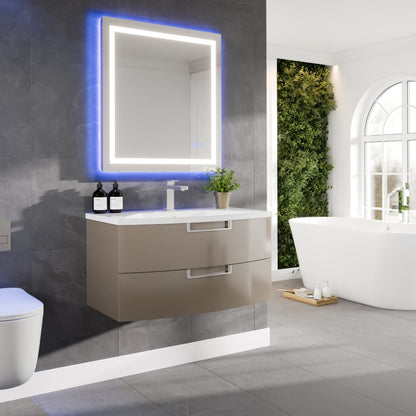 Lola 40 in. Cedar Espresso Wall Mount Single Sink Bath Vanity with Acrylic Top and Integrated Sink