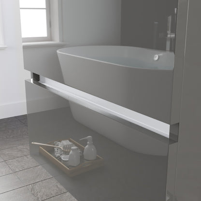 Ikaro 24 in. Gray Wall Mount Single Sink Bath Vanity with Porcelain Top and Integrated Sink