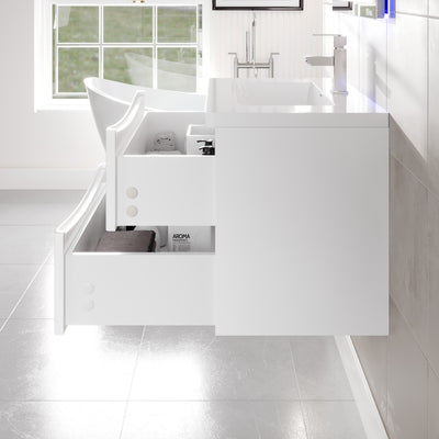 Glazzy 30"W x 19"D White Wall Mount Bathroom Vanity with White Acrylic Countertop and Integrated Sink