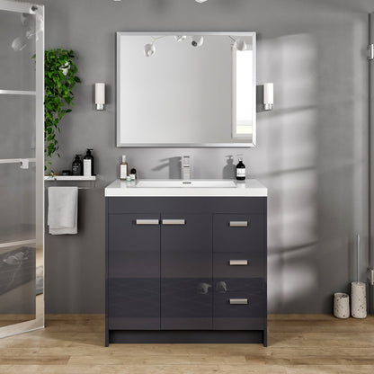 Eviva Vista 36" x 30" Rectangular Brushed Nickel Metal Framed Mirror