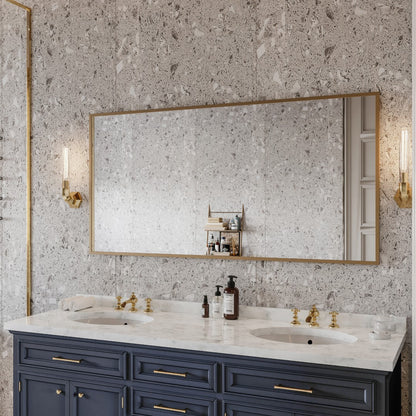Eviva Gold 60" x 30" Rectangular Gold Metal Framed Mirror