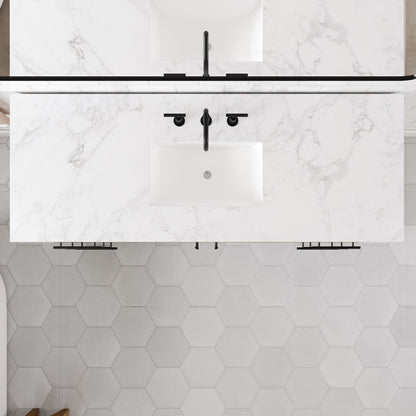 Graham 60 in. Oak Single Sink Bath Vanity with Arabescato Engineered Stone Top and Undermount Porcelain Sink